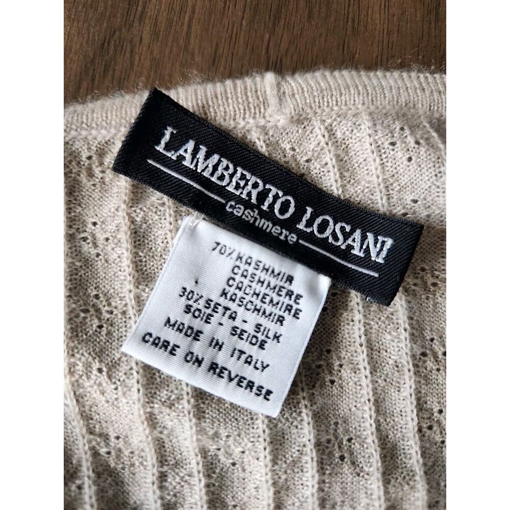 Lamberto Losani Women's Cashmere Beige Tank & Cardigan Set Size M Pre-owned - Picture 6 of 11